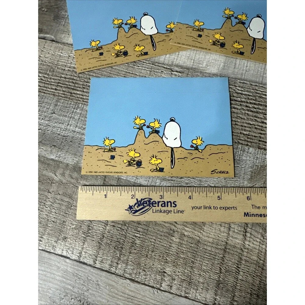 Vintage Hallmark Folding Note Cards Snoopy Woodstock Beach Set Of 10